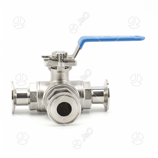 Sanitary 3 Way Clamped Ball Valve With Mounting Pad